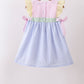 Pink&blue seersucker ruffle dress