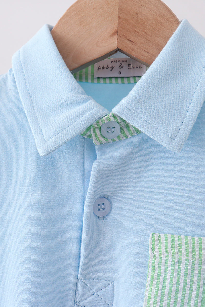 Blue pocket button down shirt