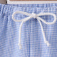 Blue flag embroidery gingham shorts