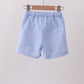 Blue flag embroidery gingham shorts