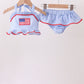 Blue flag applique gingham ruffle 2pc swimsuit