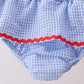 Blue flag applique gingham ruffle 2pc swimsuit