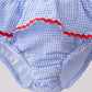 Blue flag applique gingham ruffle one-piece swimsuit