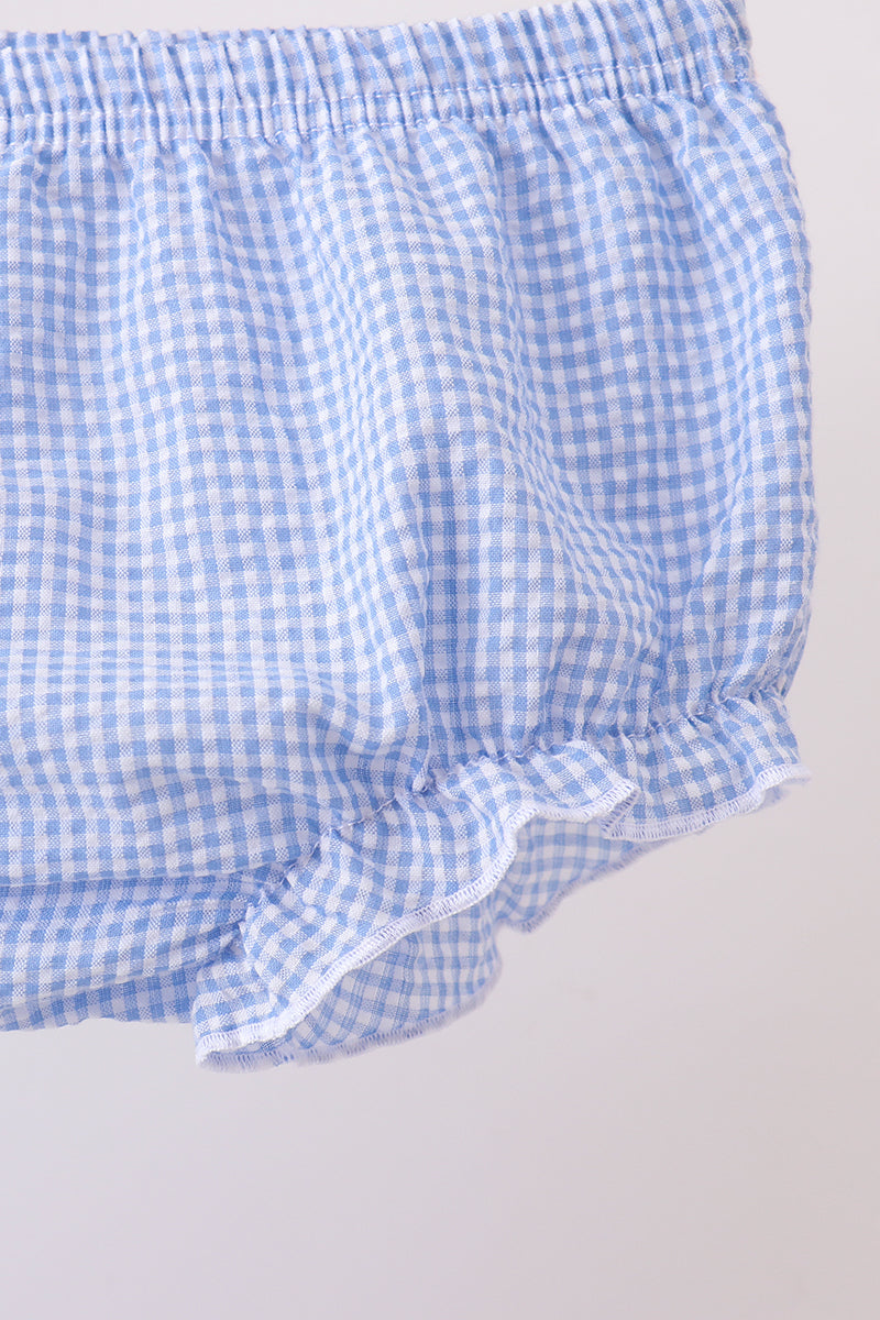 Blue flag embroidery ruffle bloomer set