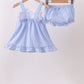 Blue flag embroidery ruffle bloomer set