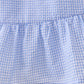 Blue flag embroidery ruffle dress