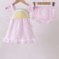 Pink lemon ruffle gingham bloomer set