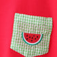 Red watermelon embroidery shorts set