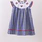 Black flag fireworks embroidery gingham dress
