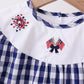 Black flag fireworks embroidery gingham dress