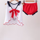 Red flag fireworks embroidery ruffle bloomer set