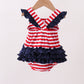 Red stripe flag fireworks embroidery ruffle bubble