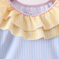 Blue stripe ruffle one-piece swimsuit