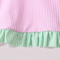Pink stripe ruffle 2pc swimsuit