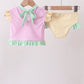 Pink stripe ruffle 2pc swimsuit