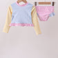 Blue stripe ruffle rashguard set