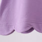 Dark purple flutter sleeve scalloped top