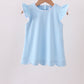 Mint flutter sleeve scalloped top