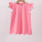 Deep pink flutter sleeve scalloped top