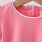 Deep pink flutter sleeve scalloped top
