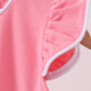 Deep pink flutter sleeve scalloped top
