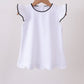 Snow white flutter sleeve scalloped top