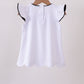 Snow white flutter sleeve scalloped top