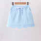 Mint scallop hem bow skort