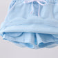 Mint scallop hem bow skort