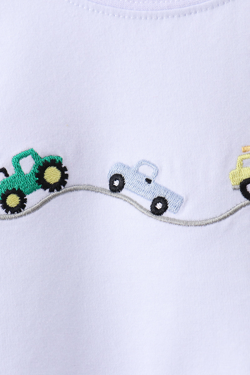 Blue Vehicle Embroidered Set
