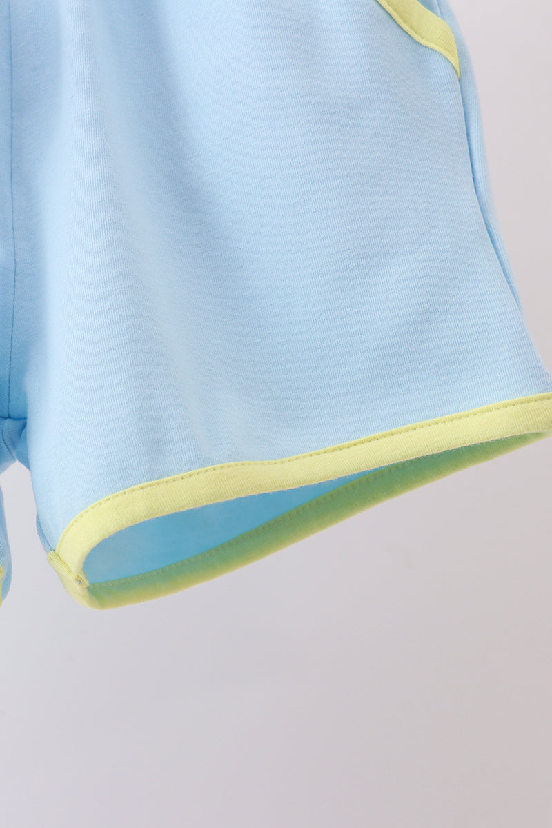 Blue Vehicle Embroidered Set