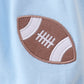 Blue football applique everyone has fun bubble