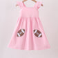 Pink football applique everyone has fun dress