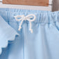Blue Scalloped Shorts Set