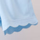Blue Scalloped Shorts Set