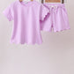 Purple Scalloped Shorts Set