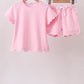 Pink Scalloped Shorts Set