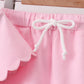 Pink Scalloped Shorts Set