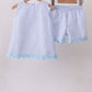 Blue Seersucker Stripe Scalloped Shorts Set