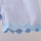 Blue Seersucker Stripe Scalloped Shorts Set
