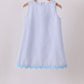 Blue Seersucker Stripe Scalloped Dress