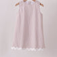 Khaki Seersucker Stripe Scalloped Dress