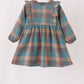 Teal Plaid Ruffle Dress