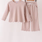 Beige scalloped pants set