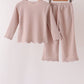 Beige scalloped pants set