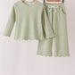 Green scalloped pants set