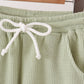 Green scalloped pants set