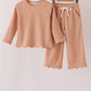 Oatmeal scalloped pants set