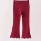 Maroon scalloped bell pants