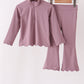Dusty plum scallped zipper active set